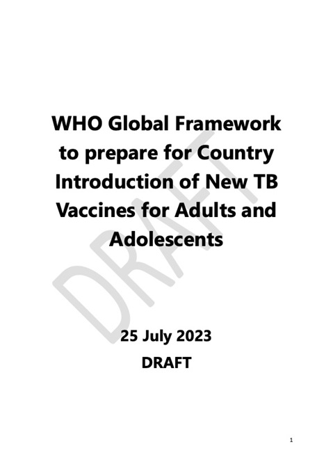 WHO Global Framework to prepare for Country Introduction of New TB Vaccines for Adults and Adolescents