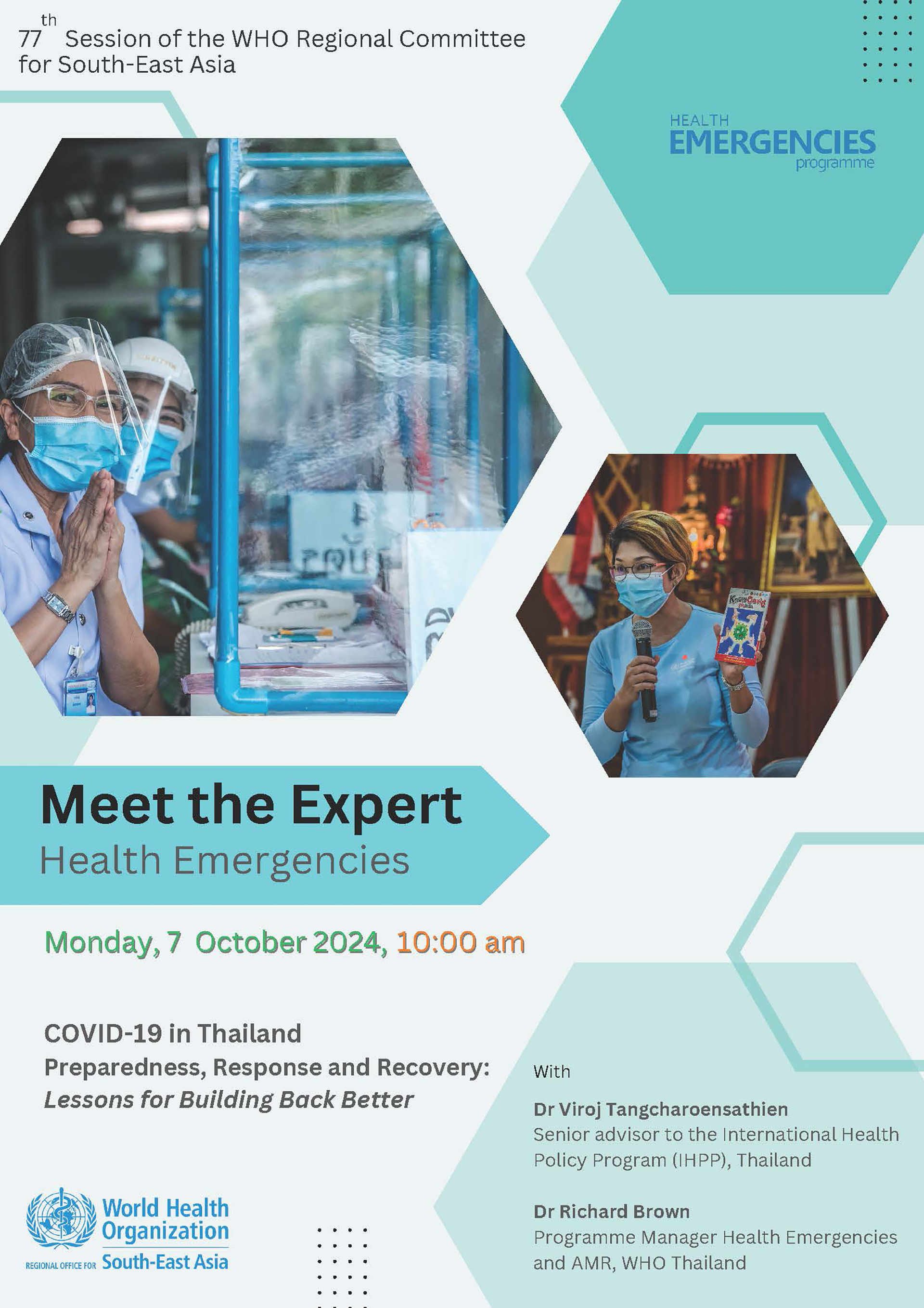 Flyer for Meet the Expert - Health Emergencies